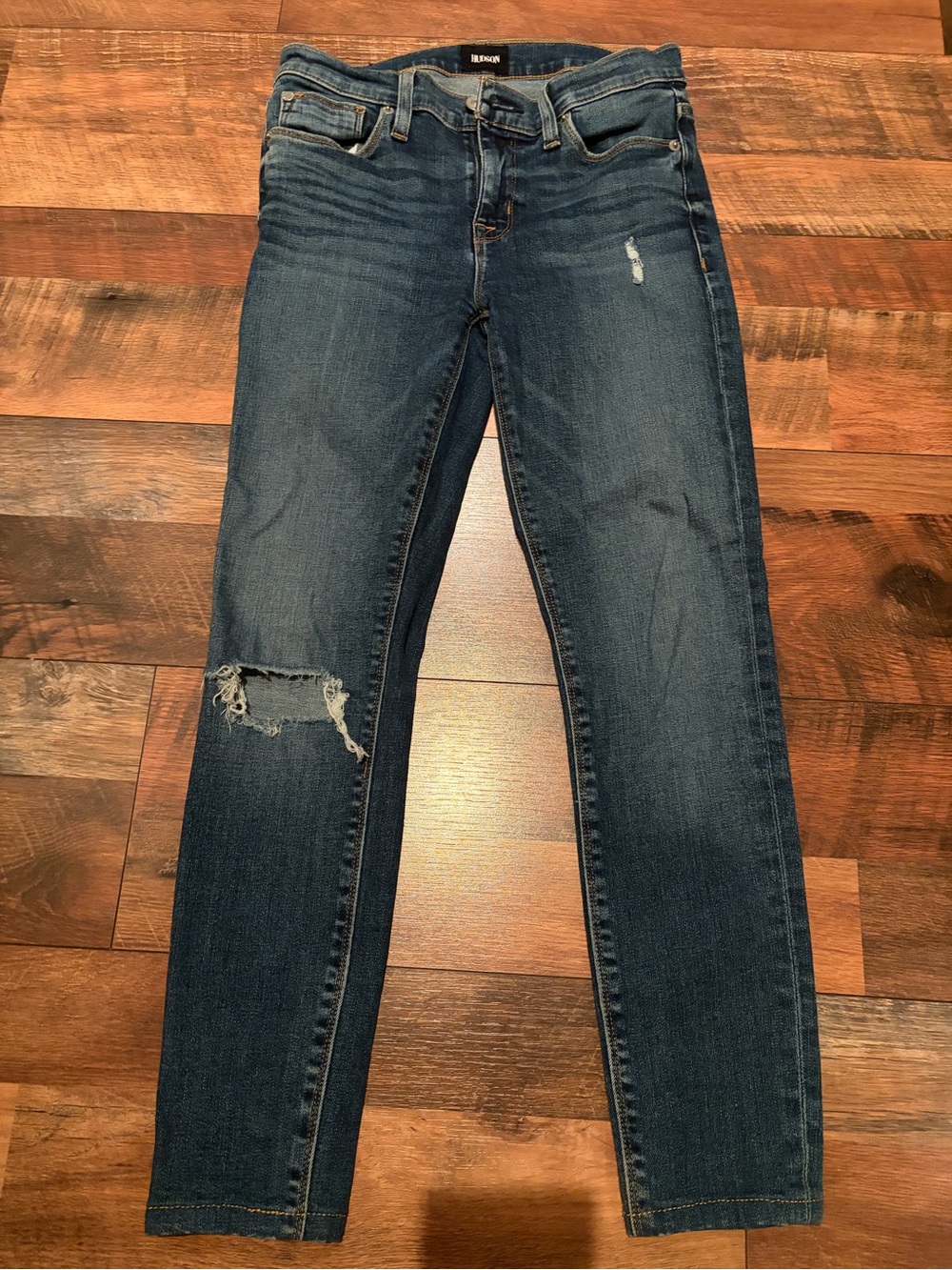 Women’s Hudson Dark Wash Distressed Skinny Jeans